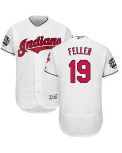 indians #19 Bob Feller White Flexbase Authentic Collection 2016 World Series Bound Stitched MLB Jersey