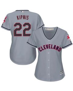 indians #22 Jason Kipnis Grey Women's Road Stitched MLB Jersey
