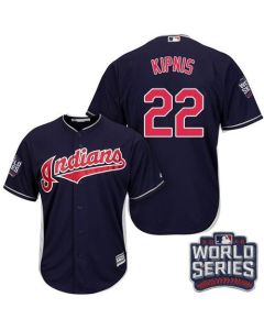 indians #22 Jason Kipnis Navy Blue Alternate 2016 World Series Bound Stitched Youth MLB Jersey