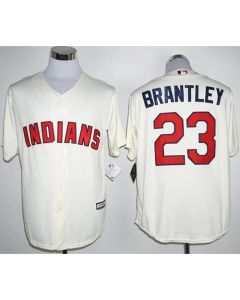 indians #23 Michael Brantley Cream New Cool Base Stitched MLB Jersey