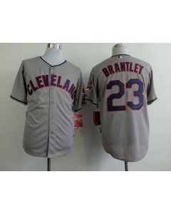 indians #23 Michael Brantley Grey Cool Base Stitched MLB Jersey
