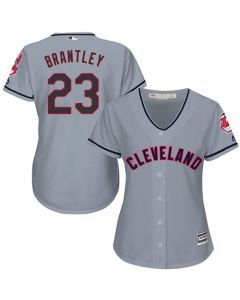 indians #23 Michael Brantley Grey Women's Road Stitched MLB Jersey