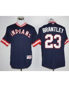 indians #23 Michael Brantley Navy Blue 1976 Turn Back The Clock Stitched MLB Jersey