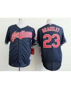 indians #23 Michael Brantley Navy Blue Cool Base Stitched MLB Jersey
