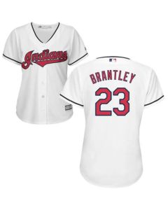 indians #23 Michael Brantley White Women's Home Stitched MLB Jersey