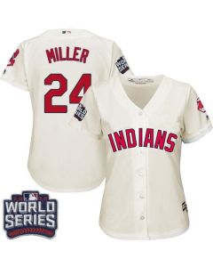 indians #24 Andrew Miller Cream 2016 World Series Bound Women's Alternate Stitched MLB Jersey