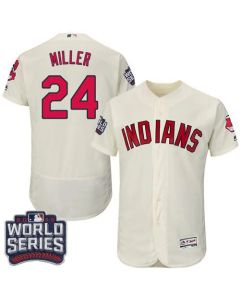 indians #24 Andrew Miller Cream Flexbase Authentic Collection 2016 World Series Bound Stitched MLB Jersey