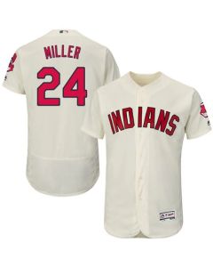 indians #24 Andrew Miller Cream Flexbase Authentic Collection Stitched MLB Jersey