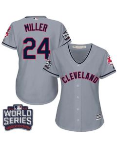 indians #24 Andrew Miller Grey 2016 World Series Bound Women's Road Stitched MLB Jersey