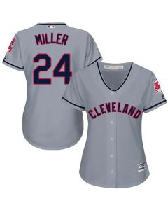 indians #24 Andrew Miller Grey Women's Road Stitched MLB Jersey