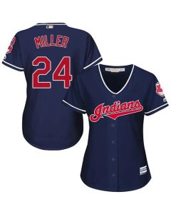 indians #24 Andrew Miller Navy Blue Women's Alternate Stitched MLB Jersey