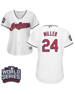 indians #24 Andrew Miller White 2016 World Series Bound Women's Home Stitched MLB Jersey