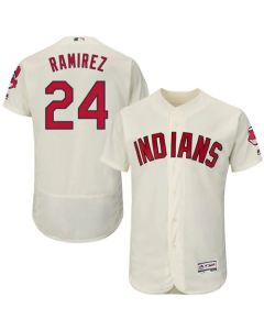 indians #24 Manny Ramirez Cream Flexbase Authentic Collection Stitched MLB Jersey