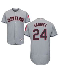 indians #24 Manny Ramirez Grey Flexbase Authentic Collection Stitched MLB Jersey