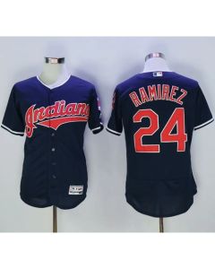 indians #24 Manny Ramirez Navy Blue Flexbase Authentic Collection Stitched MLB Jersey