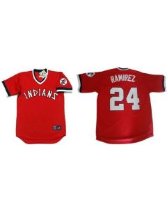 indians #24 Manny Ramirez Red 1978 Turn Back The Clock Stitched MLB Jersey