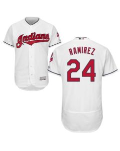 indians #24 Manny Ramirez White Flexbase Authentic Collection Stitched MLB Jersey