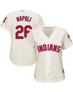 indians #26 Mike Napoli Cream Women's Alternate Stitched MLB Jersey