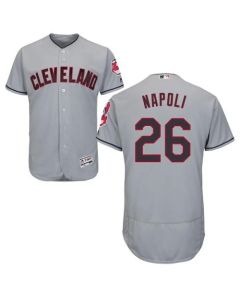 indians #26 Mike Napoli Grey Flexbase Authentic Collection Stitched MLB Jersey
