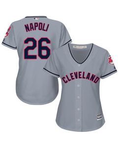 indians #26 Mike Napoli Grey Women's Road Stitched MLB Jersey