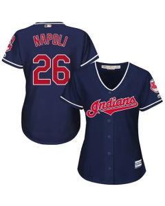 indians #26 Mike Napoli Navy Blue Women's Alternate Stitched MLB Jersey