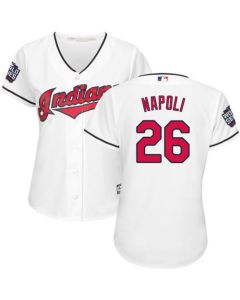 indians #26 Mike Napoli White 2016 World Series Bound Women's Home Stitched MLB Jersey