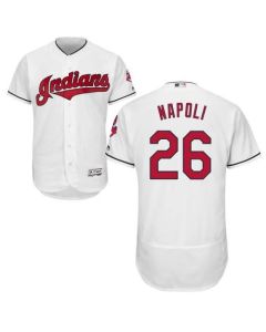 indians #26 Mike Napoli White Flexbase Authentic Collection Stitched MLB Jersey