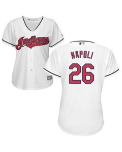 indians #26 Mike Napoli White Women's Home Stitched MLB Jersey