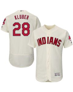 indians #28 Corey Kluber Cream Flexbase Authentic Collection Stitched MLB Jersey