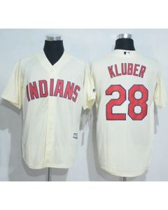 indians #28 Corey Kluber Cream New Cool Base Stitched MLB Jersey