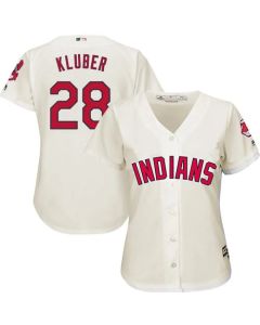indians #28 Corey Kluber Cream Women's Alternate Stitched MLB Jersey