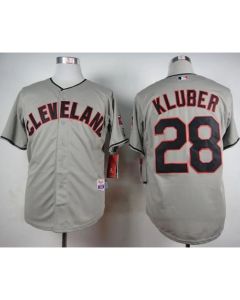 indians #28 Corey Kluber Grey Cool Base Stitched MLB Jersey