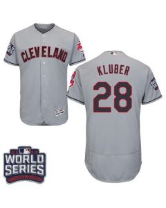 indians #28 Corey Kluber Grey Flexbase Authentic Collection 2016 World Series Bound Stitched MLB Jersey