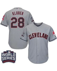 indians #28 Corey Kluber Grey Road 2016 World Series Bound Stitched Youth MLB Jersey