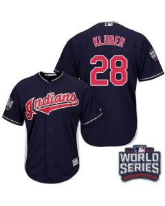 indians #28 Corey Kluber Navy Blue Alternate 2016 World Series Bound Stitched Youth MLB Jersey