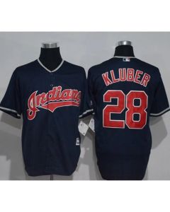 indians #28 Corey Kluber Navy Blue New Cool Base Stitched MLB Jersey
