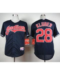 indians #28 Corey Kluber Navy Cool Base Stitched MLB Jersey