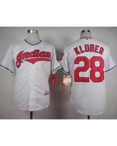 indians #28 Corey Kluber White Cool Base Stitched MLB Jersey