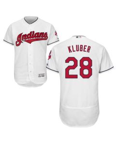 indians #28 Corey Kluber White Flexbase Authentic Collection Stitched MLB Jersey