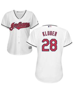 indians #28 Corey Kluber White Women's Home Stitched MLB Jersey