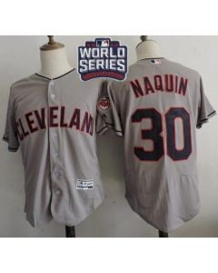 indians #30 Tyler Naquin Grey Flexbase Authentic Collection 2016 World Series Bound Stitched MLB Jersey