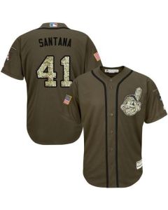indians #41 Carlos Santana Green Salute to Service Stitched MLB Jersey