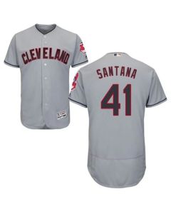 indians #41 Carlos Santana Grey Flexbase Authentic Collection Stitched MLB Jersey