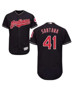 indians #41 Carlos Santana Navy Blue Flexbase Authentic Collection Stitched MLB Jersey