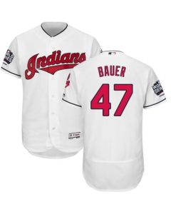 indians #47 Trevor Bauer White Flexbase Authentic Collection 2016 World Series Bound Stitched MLB Jersey