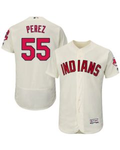 indians #55 Roberto Perez Cream Flexbase Authentic Collection Stitched MLB Jersey