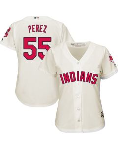 indians #55 Roberto Perez Cream Women's Alternate Stitched MLB Jersey