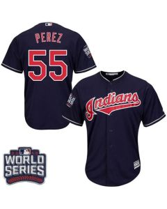 indians #55 Roberto Perez Navy Blue Alternate 2016 World Series Bound Stitched Youth MLB Jersey