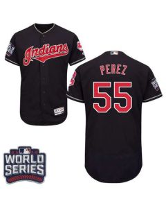 indians #55 Roberto Perez Navy Blue Flexbase Authentic Collection 2016 World Series Bound Stitched MLB Jersey