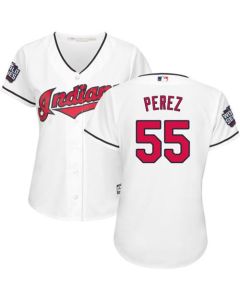 indians #55 Roberto Perez White 2016 World Series Bound Women's Home Stitched MLB Jersey